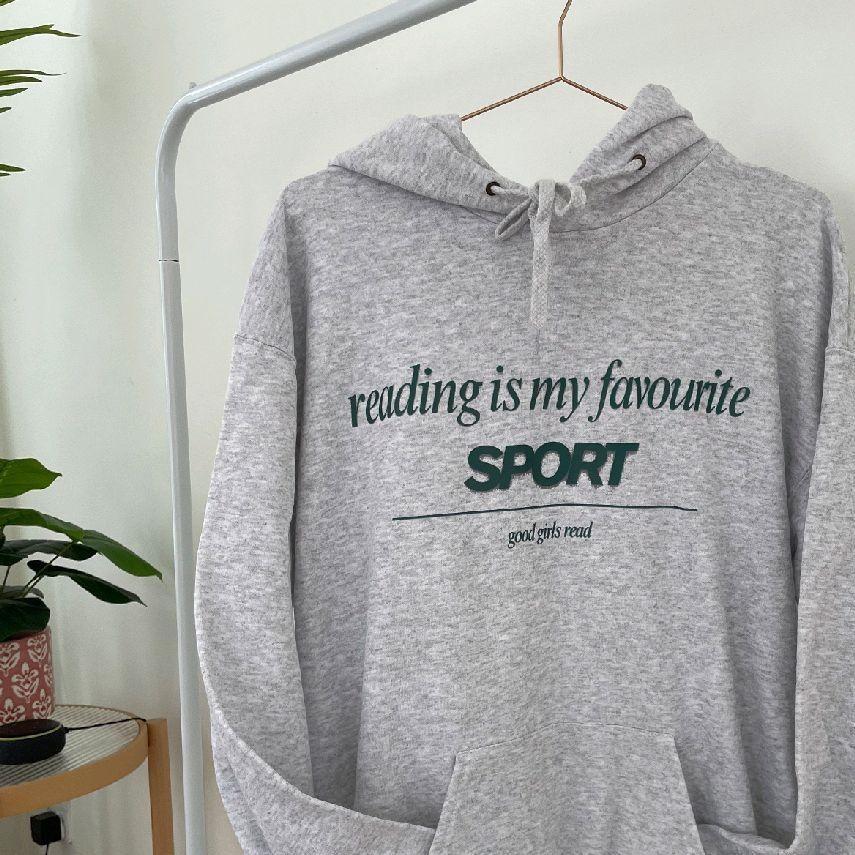 Grey Reading is my favourite sport hoodie, GoodGirlsRead Black Unisex Hoodie, Book Lovers Hoodie, Book Jumper