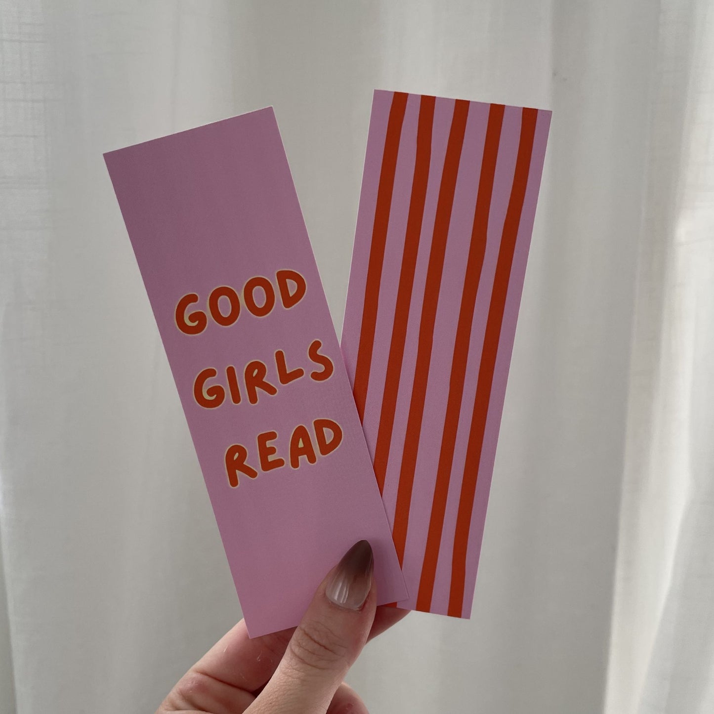 Good Girls Read Bookmark - Pink and Orange Stripes