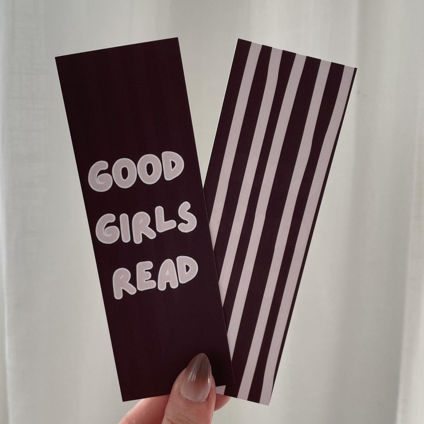 Good Girls Read Bookmark - Brown and Pink Stripes