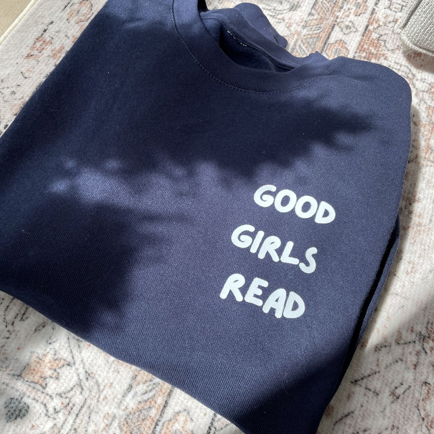 Navy Blue Good Girls Read Hoodie/Sweatshirt - White Text