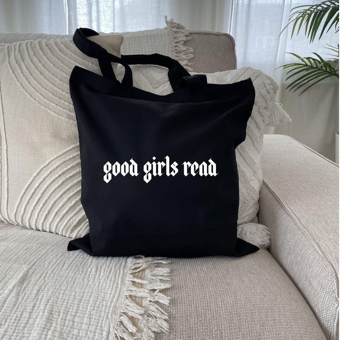 GoodGirlsRead Black Tote Bag with White GoodGirlsRead - Bookish Tote Bag - Book Lover Gifts