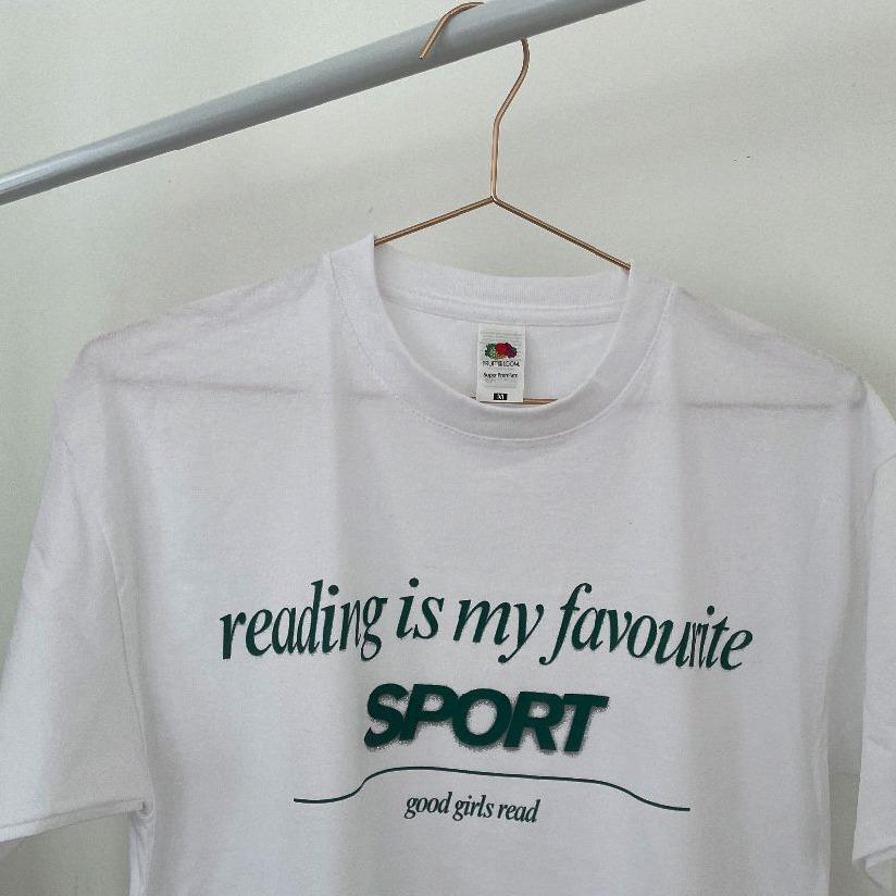 White Reading is my favourite sport over-sized t-shirt