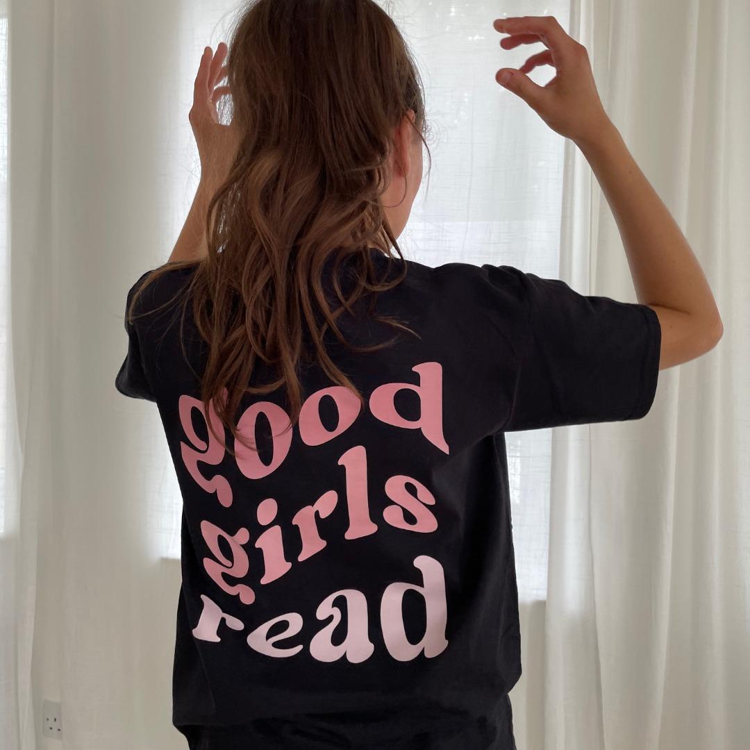 Black GoodGirlsRead Over-sized t-shirt, GoodGirlsRead Black Unisex t-shirt, Book Lovers Gift