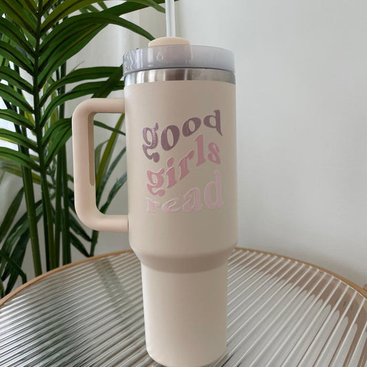 40oz Cream Stainless Steel GoodGirlsRead Tumbler
