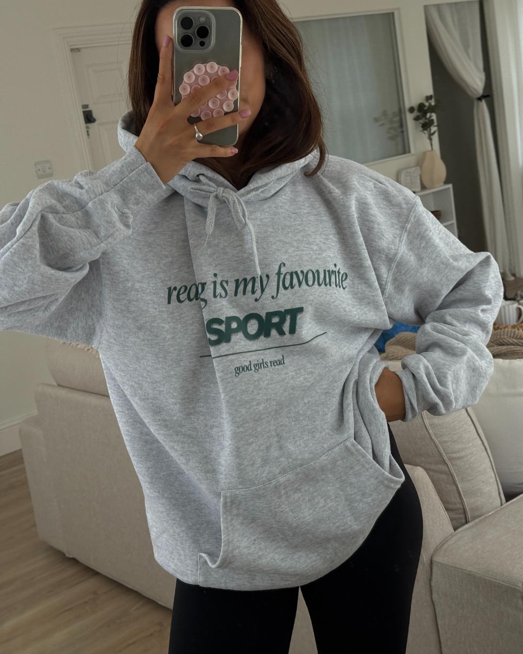 Grey Reading is my Favourite Sport Hoodie