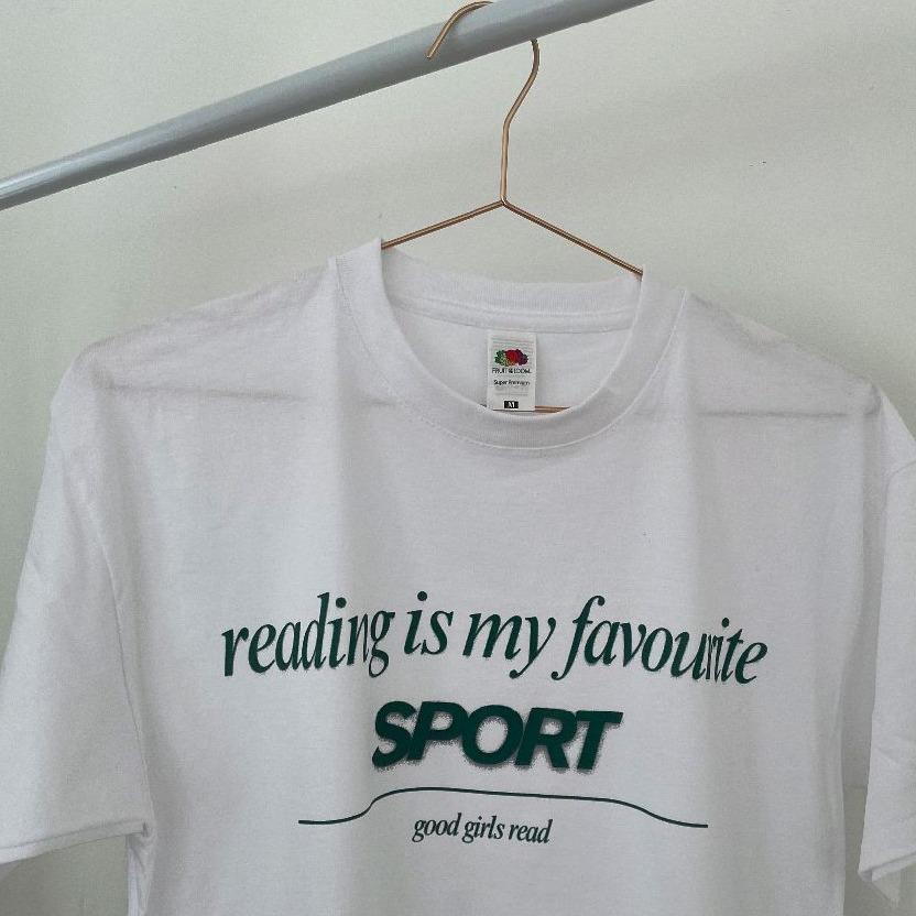 White Reading is my favourite sport over-sized t-shirt