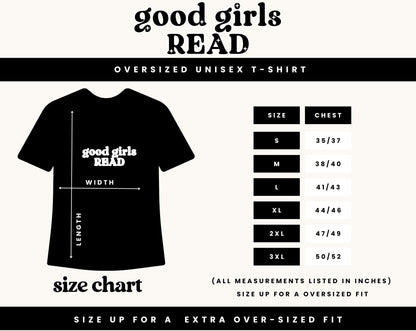 White with Black GoodGirlsRead Logo over-sized t-shirt