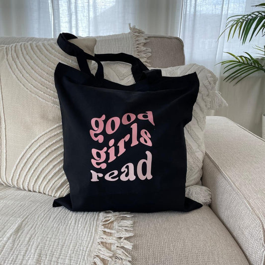 GoodGirlsRead Tote Bag with Pink Logo - Bookish Tote Bag
