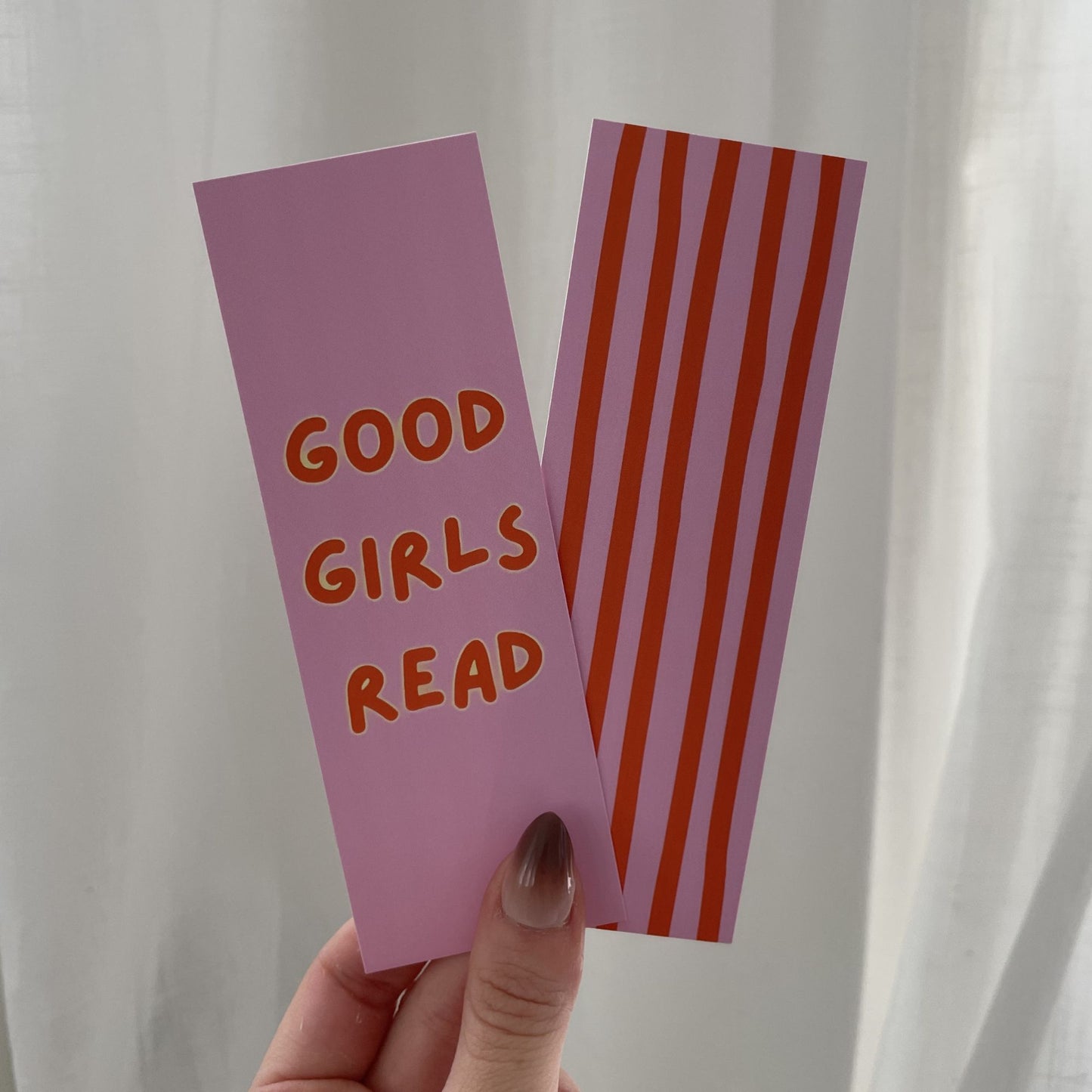 Good Girls Read Bookmark - Pink and Orange Stripes