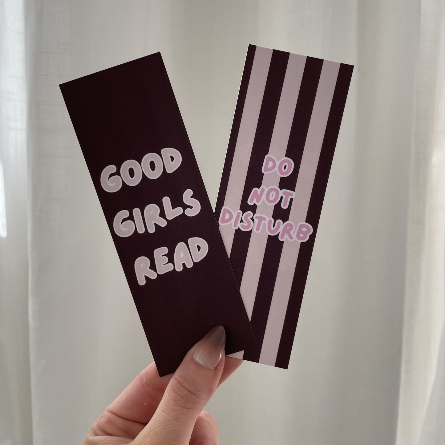 Good Girls Read Bookmark - Pink and Brown Stripes - Do not disturb