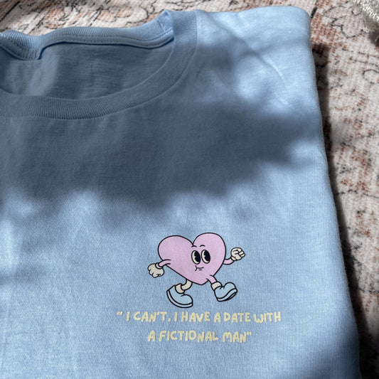 Light Blue - " I can't. I have a date with a fictional man" - Oversized T-Shirt