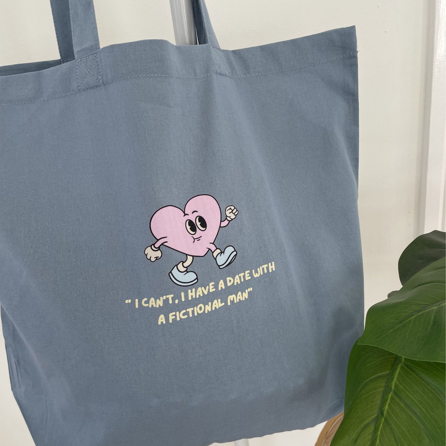 Blue Large Shopper Tote Bag — "I can't. I have a date with a fictional man"