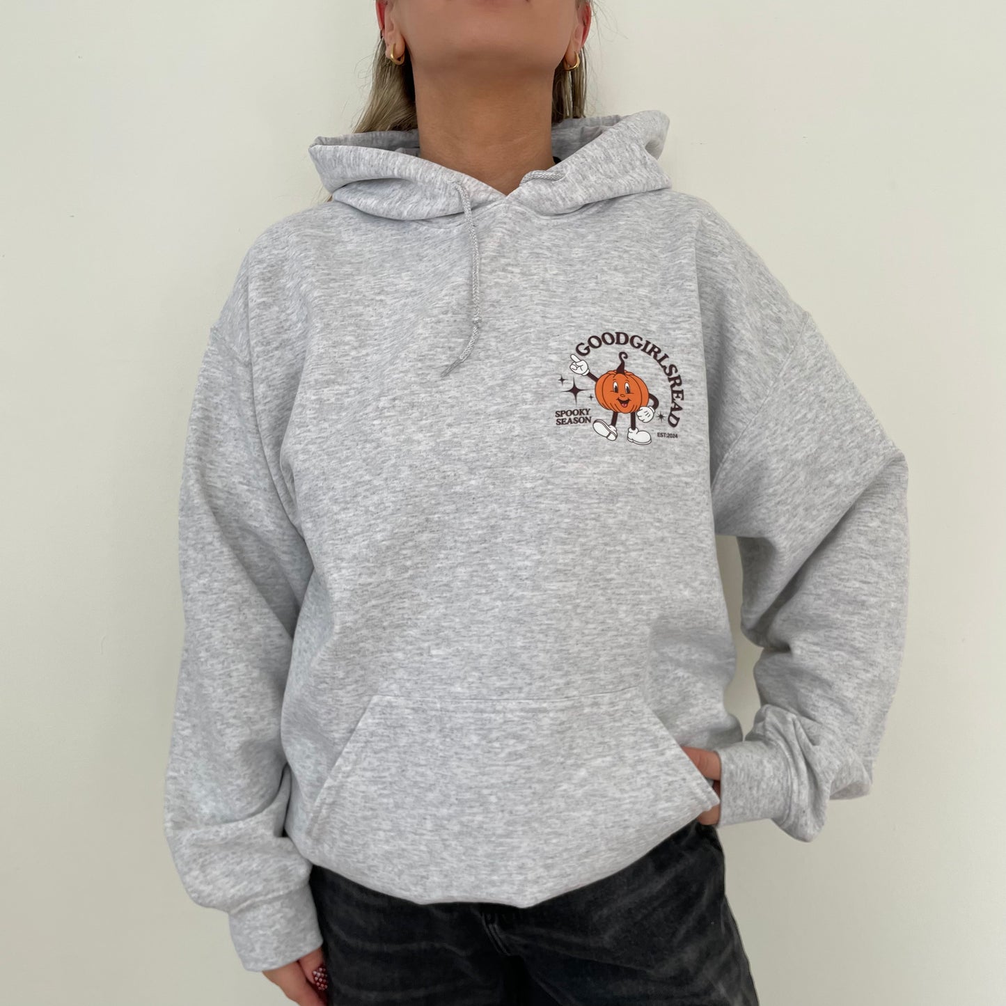 Grey GoodGirlsRead Halloween Pumpkin Hoodie