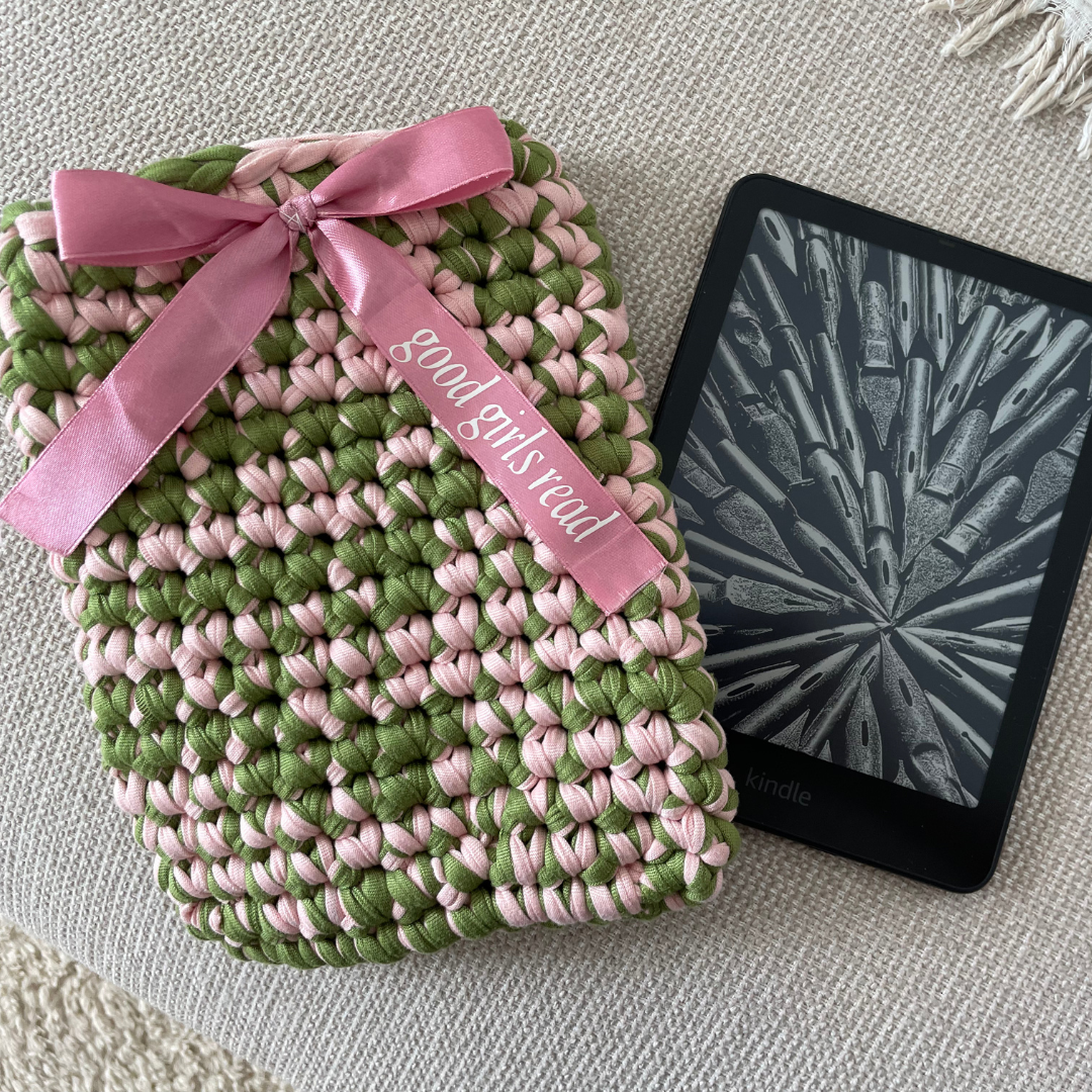 Green & Pink Handmade Universal Kindle Sleeve - Crotchet Kindle Cover