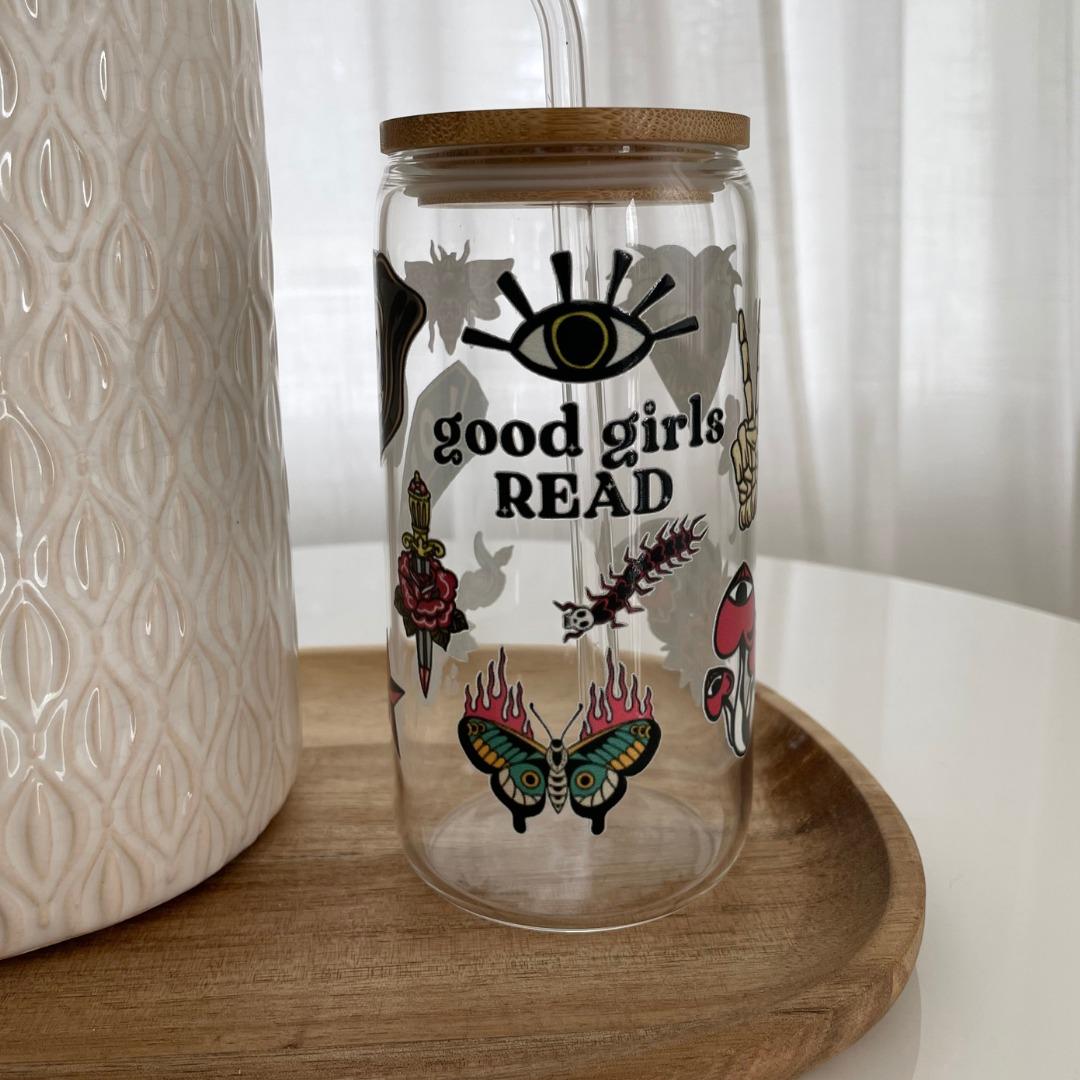 16oz Glass GoodGirlsRead Drinking Tumbler