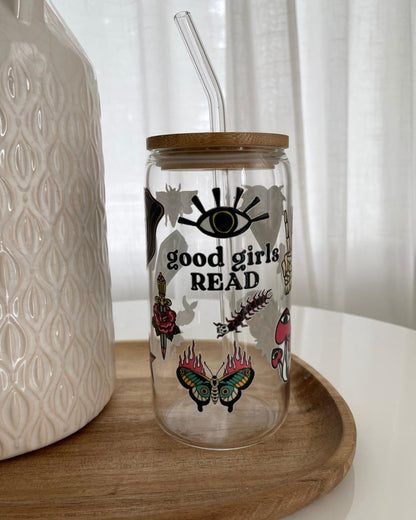16oz Glass GoodGirlsRead Drinking Tumbler