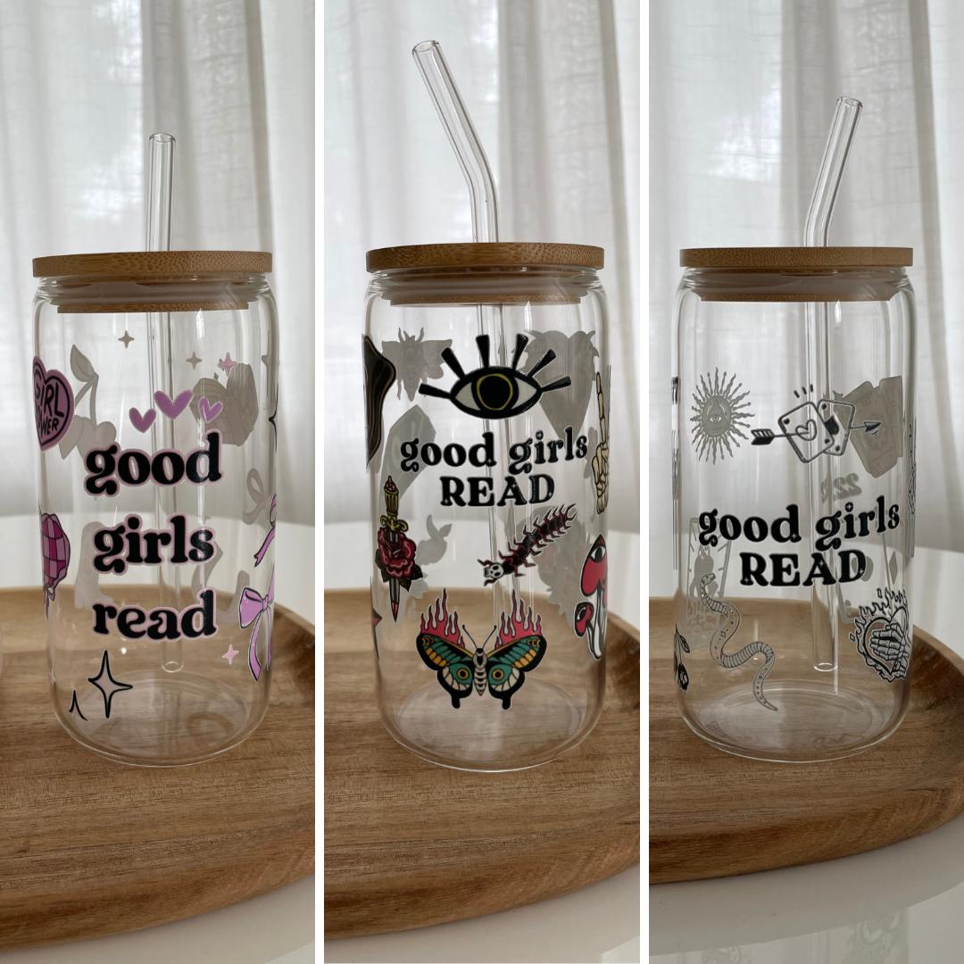 16oz Glass GoodGirlsRead Drinking Tumbler