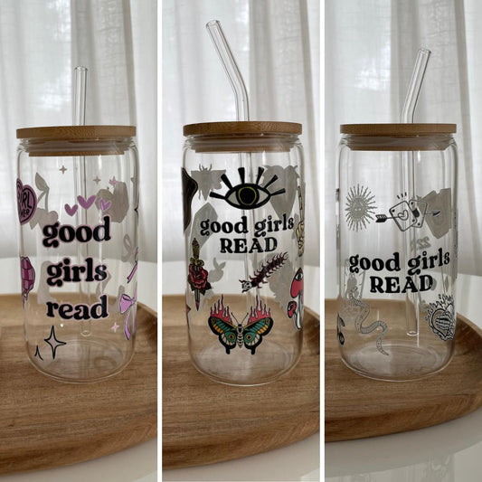 16oz Glass GoodGirlsRead Drinking Tumbler