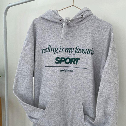 Grey Reading is my Favourite Sport Hoodie